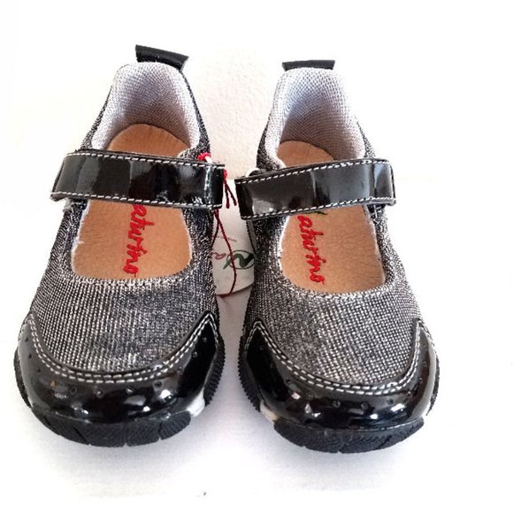 NEW No Box Girls Naturino Black Sparkly Girls Sneaker Shoes w/Strap 24/7 Toddler - Picture 3 of 3